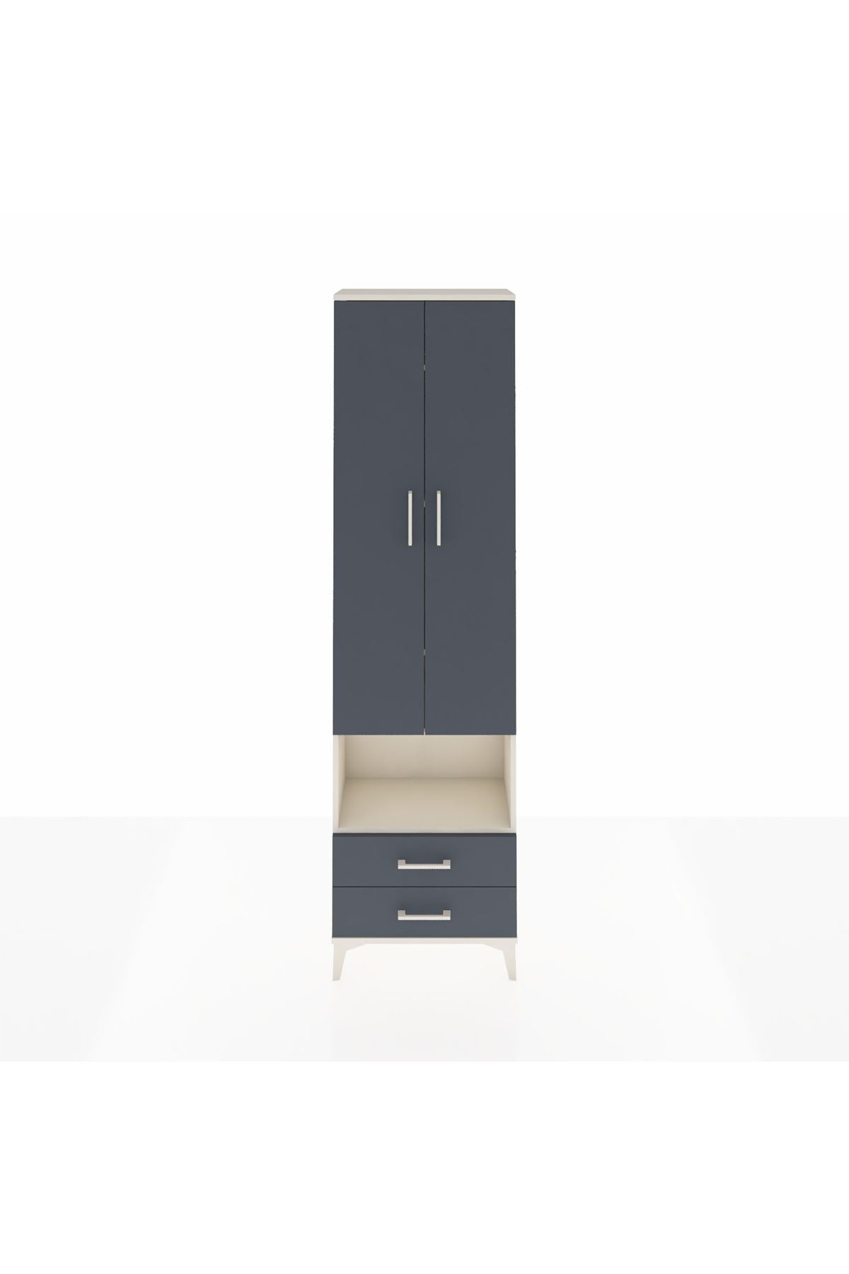 Arges Dolap 5 Raflı 2 Çekmeceli 2 Kapaklı 60x30x221 Aytaşı-Antrasit