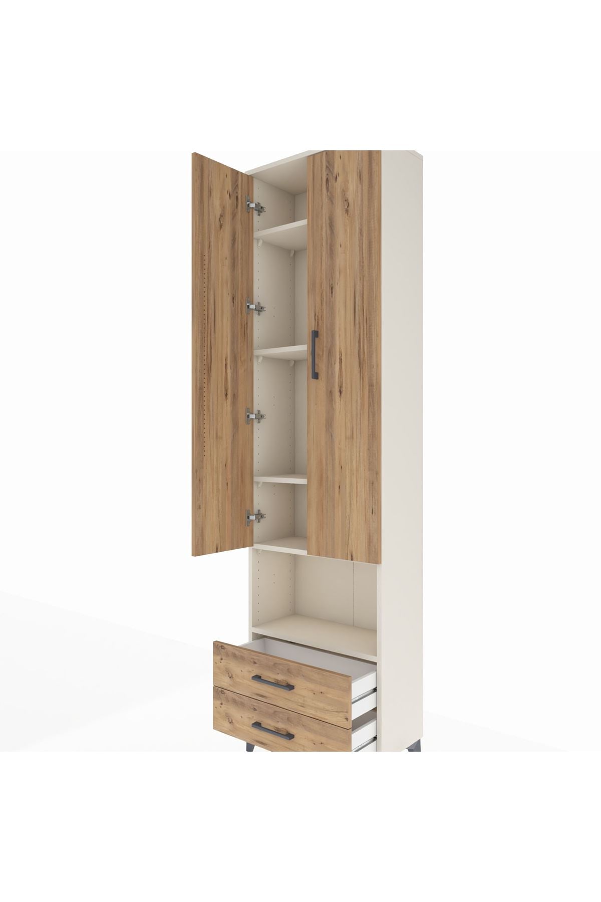 Arges Dolap 5 Raflı 2 Çekmeceli 2 Kapaklı 60x30x221 Aytaşı-Çam