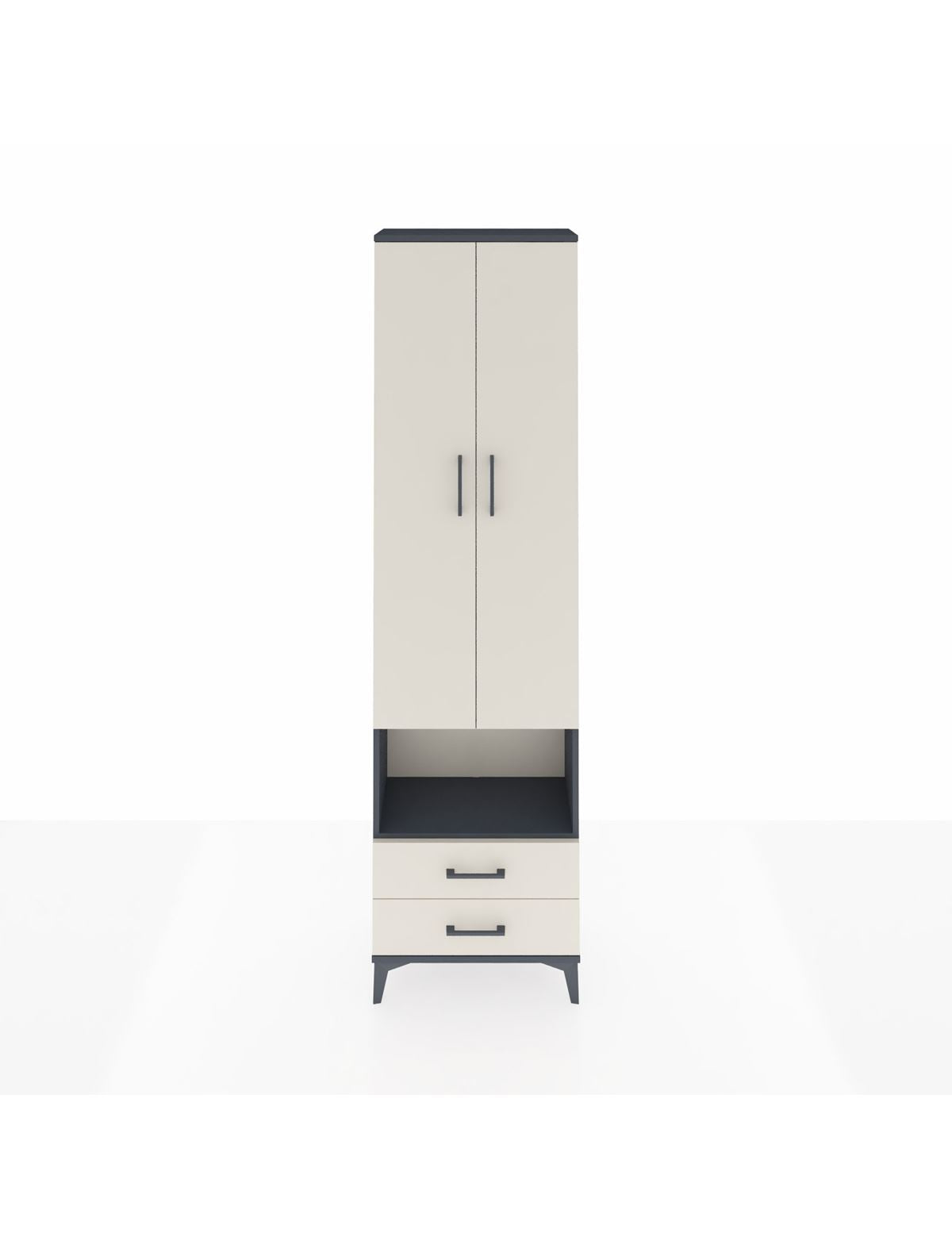 Arges Dolap 5 Raflı 2 Çekmeceli 2 Kapaklı 60x30x221 Antrasit-Aytaşı