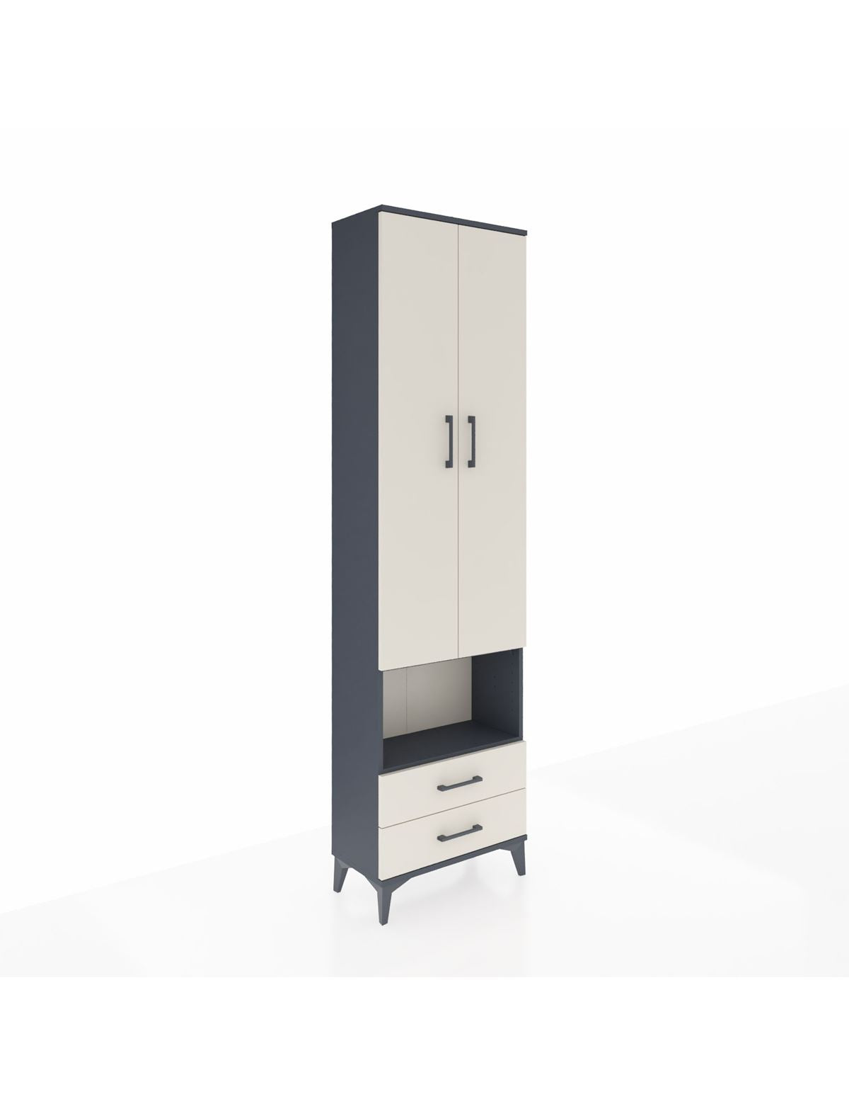 Arges Dolap 5 Raflı 2 Çekmeceli 2 Kapaklı 60x30x221 Antrasit-Aytaşı