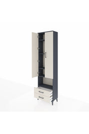 Arges Dolap 5 Raflı 2 Çekmeceli 2 Kapaklı 60x30x221 Antrasit-Aytaşı