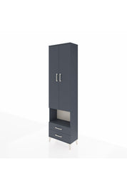 Arges Dolap 5 Raflı 2 Çekmeceli 2 Kapaklı 60x30x221 Antrasit-Antrasit