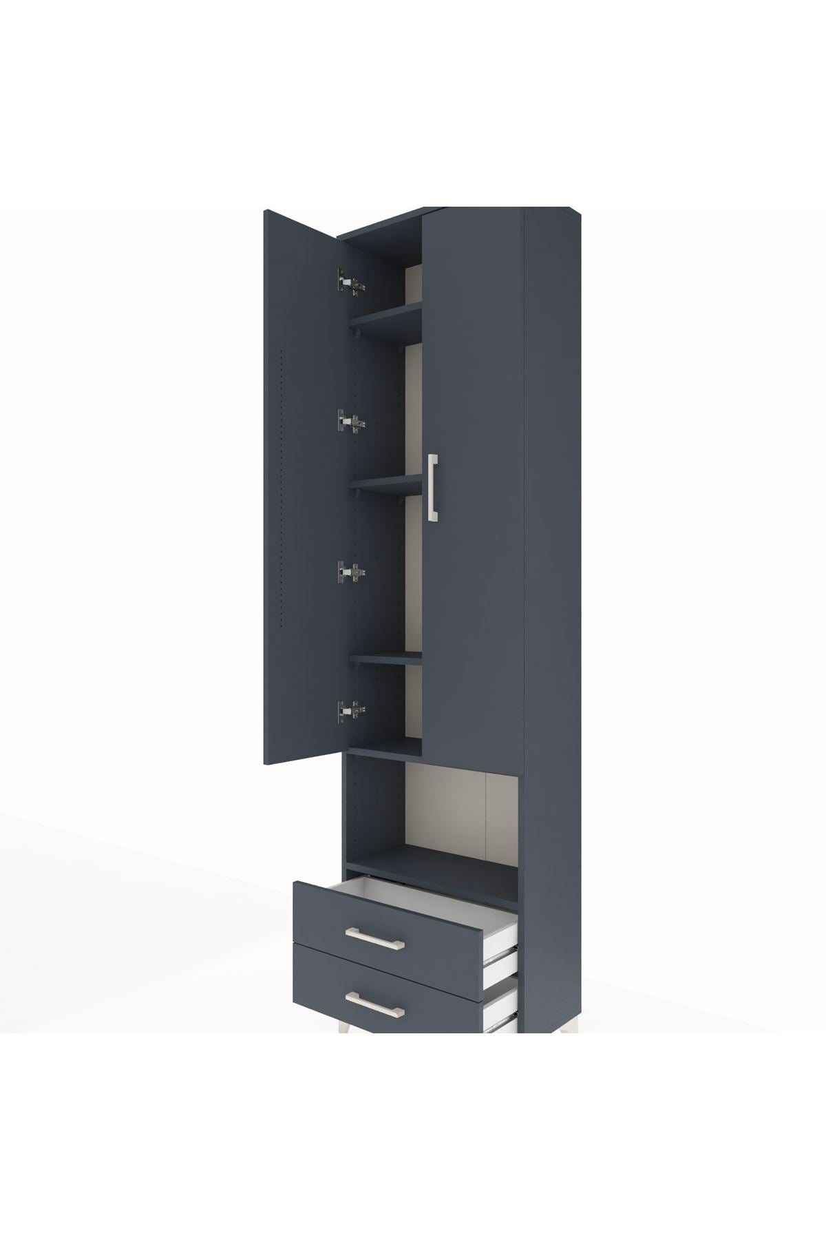 Arges Dolap 5 Raflı 2 Çekmeceli 2 Kapaklı 60x30x221 Antrasit-Antrasit