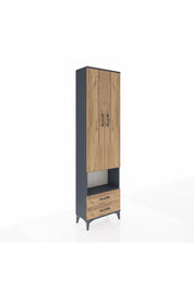 Arges Dolap 5 Raflı 2 Çekmeceli 2 Kapaklı 60x30x221 Antrasit-Çam