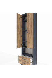 Arges Dolap 5 Raflı 2 Çekmeceli 2 Kapaklı 60x30x221 Antrasit-Çam