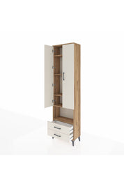 Arges Dolap 5 Raflı 2 Çekmeceli 2 Kapaklı 60x30x221 Çam-Aytaşı