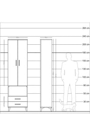 Arges Dolap 5 Raflı 2 Çekmeceli 2 Kapaklı 60x30x221 Çam-Antrasit