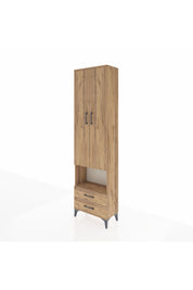 Arges Dolap 5 Raflı 2 Çekmeceli 2 Kapaklı 60x30x221 Çam-Çam