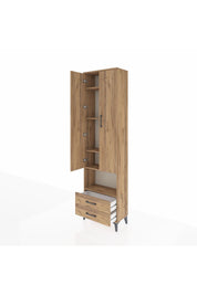 Arges Dolap 5 Raflı 2 Çekmeceli 2 Kapaklı 60x30x221 Çam-Çam