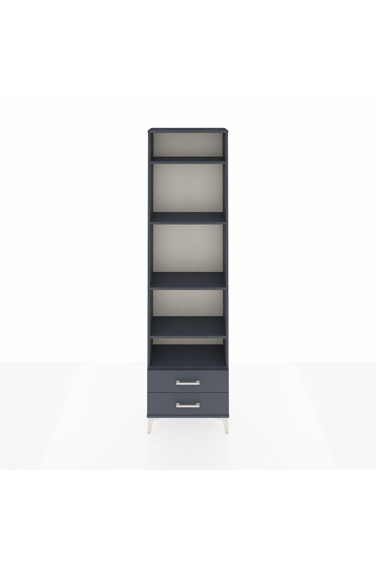 Arges Dolap 5 Raflı 2 Çekmeceli 60x30x221 Antrasit-Antrasit