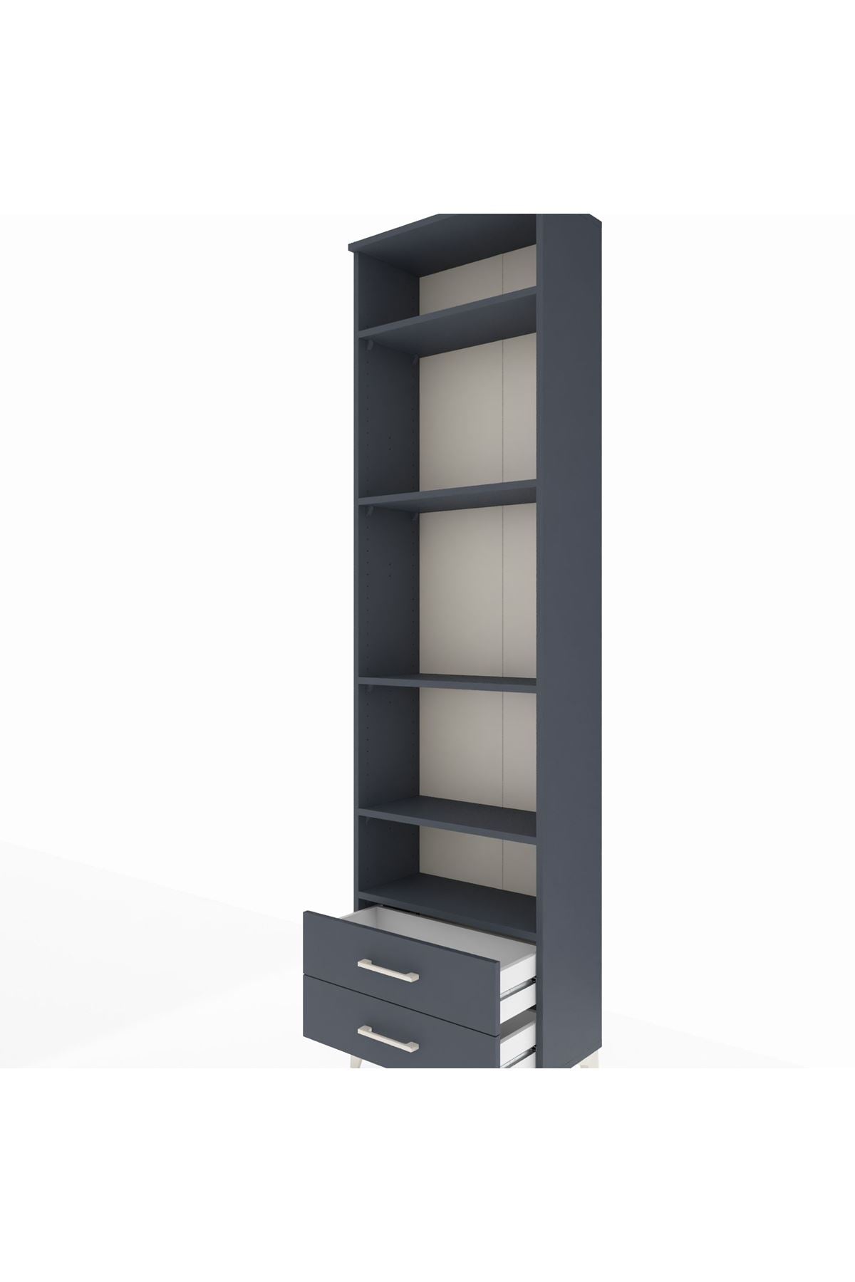 Arges Dolap 5 Raflı 2 Çekmeceli 60x30x221 Antrasit-Antrasit