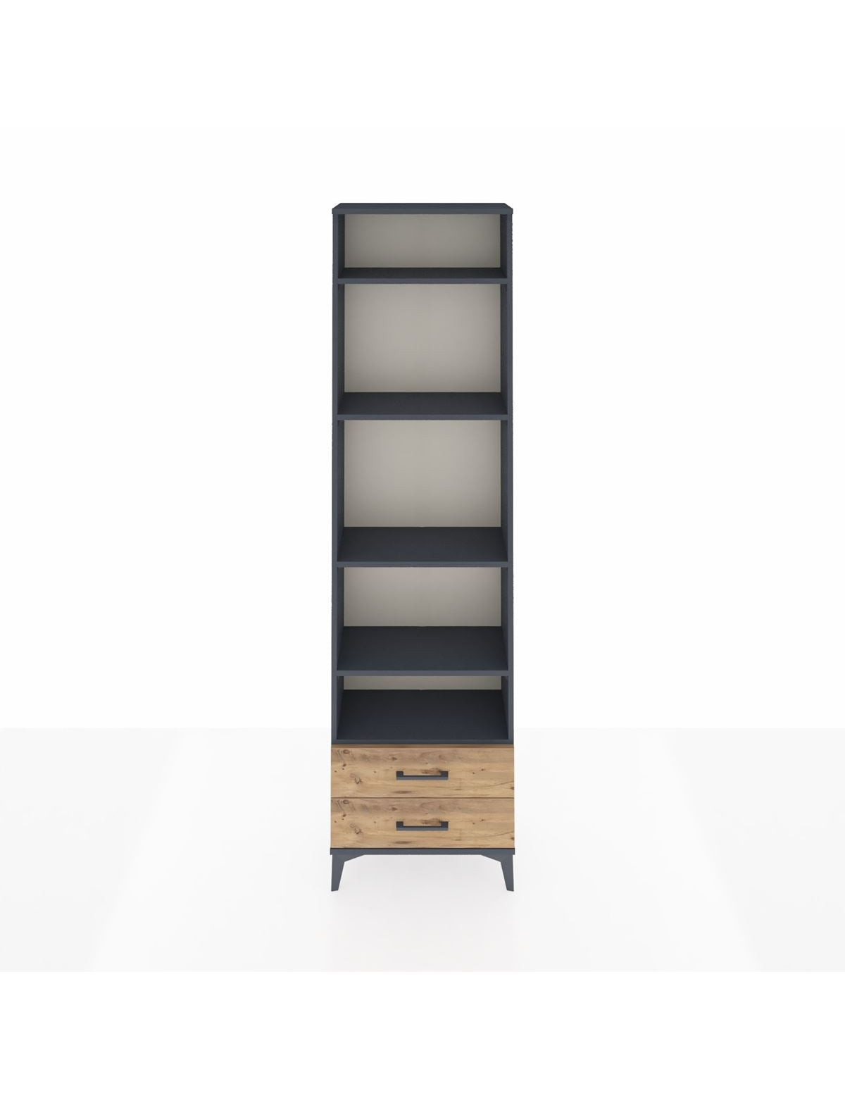 Arges Dolap 5 Raflı 2 Çekmeceli 60x30x221 Antrasit-Çam