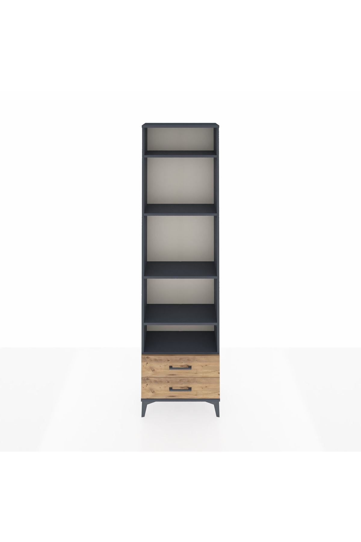 Arges Dolap 5 Raflı 2 Çekmeceli 60x30x221 Antrasit-Çam