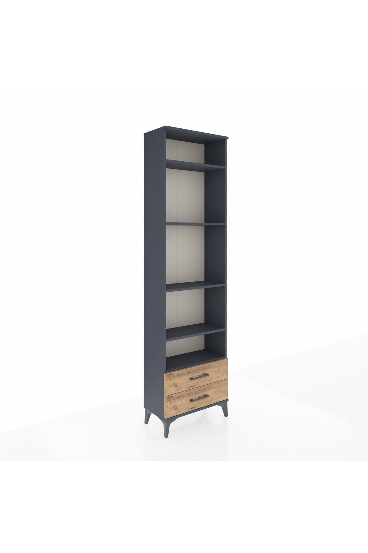 Arges Dolap 5 Raflı 2 Çekmeceli 60x30x221 Antrasit-Çam