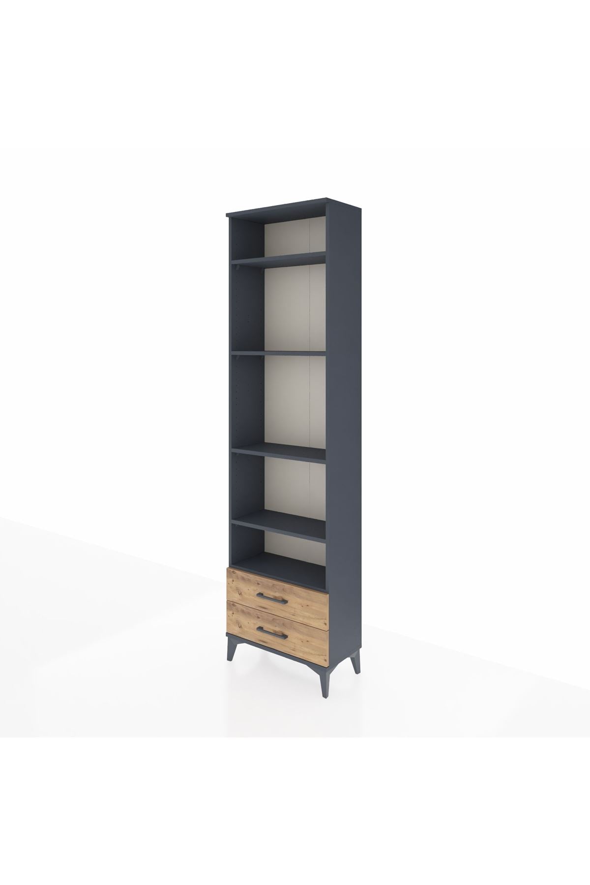 Arges Dolap 5 Raflı 2 Çekmeceli 60x30x221 Antrasit-Çam