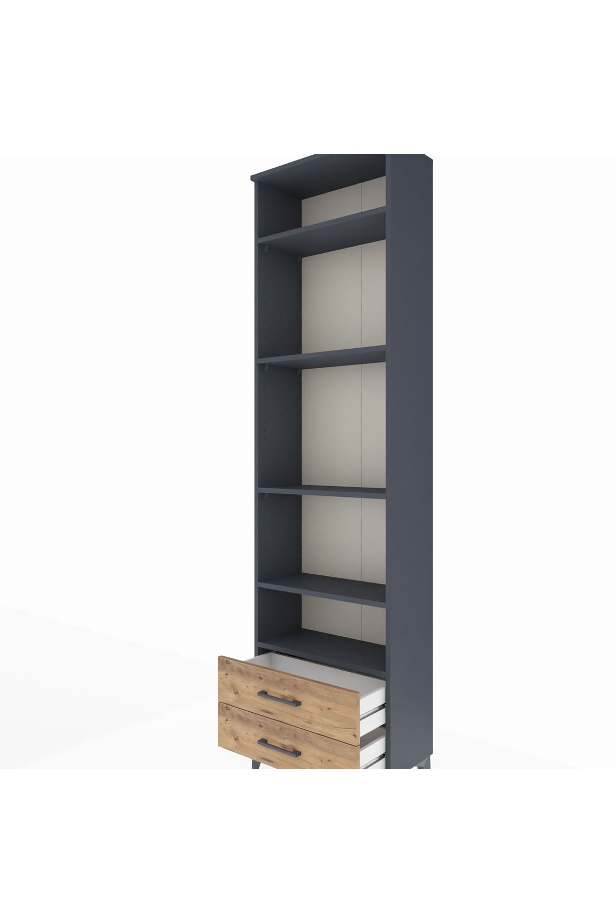 Arges Dolap 5 Raflı 2 Çekmeceli 60x30x221 Antrasit-Çam