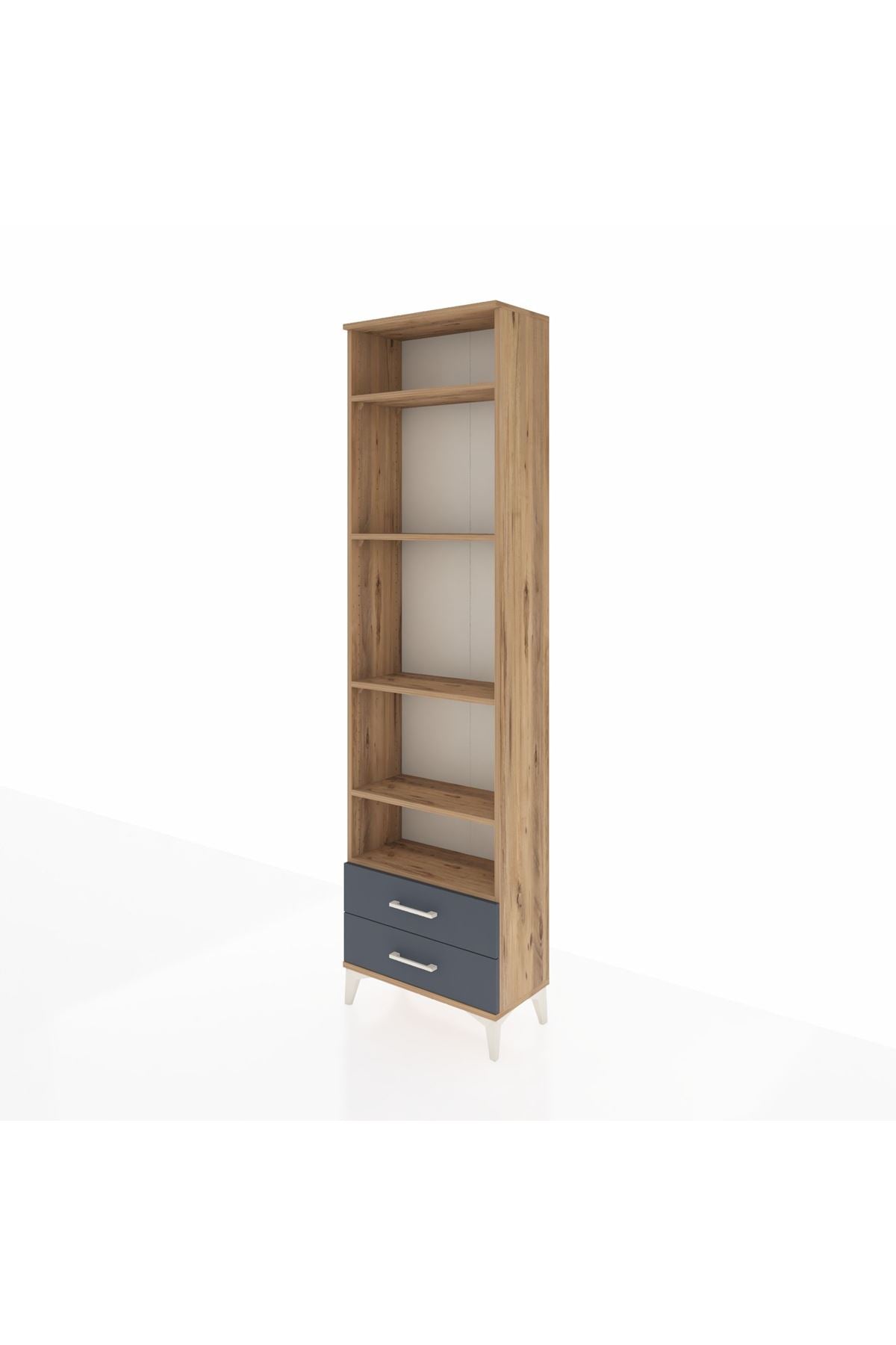 Arges Dolap 5 Raflı 2 Çekmeceli 60x30x221 Çam-Antrasit