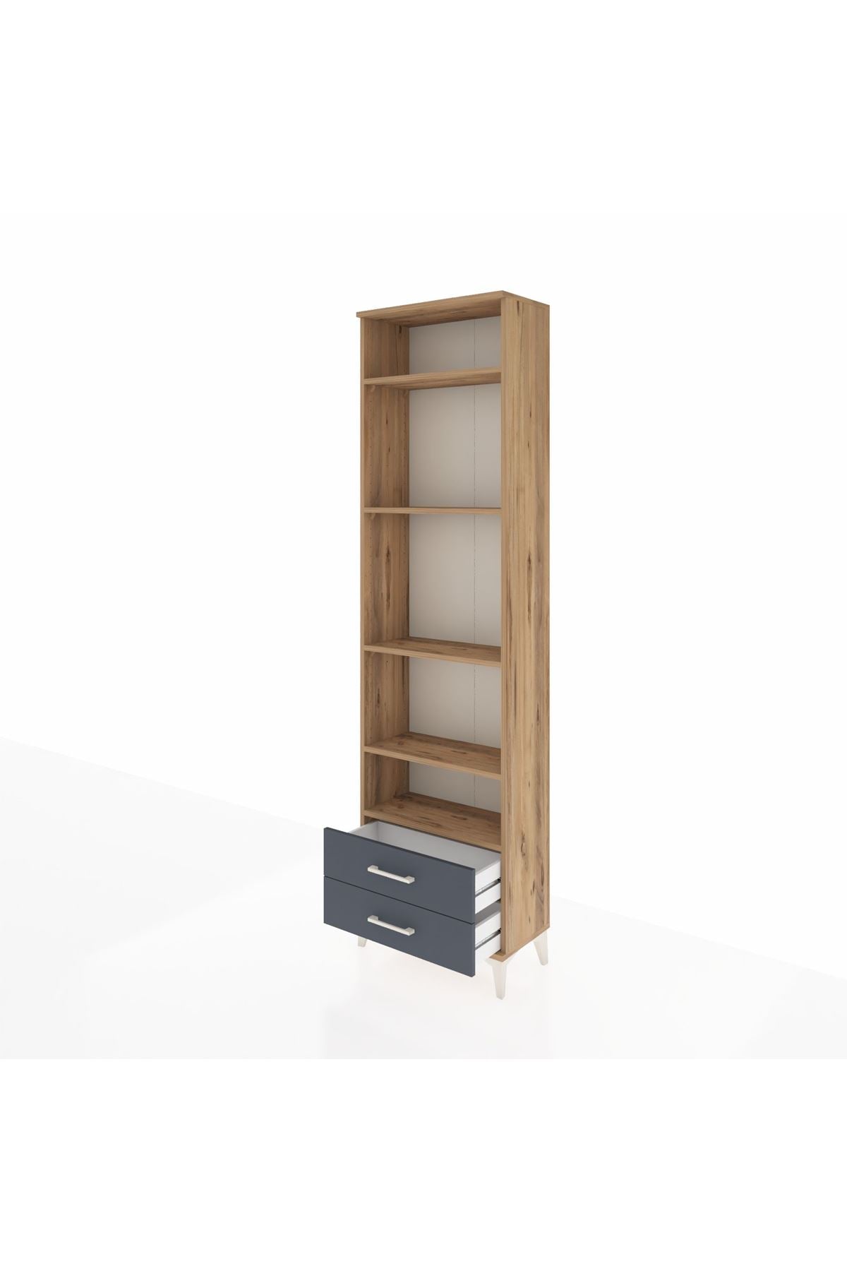 Arges Dolap 5 Raflı 2 Çekmeceli 60x30x221 Çam-Antrasit