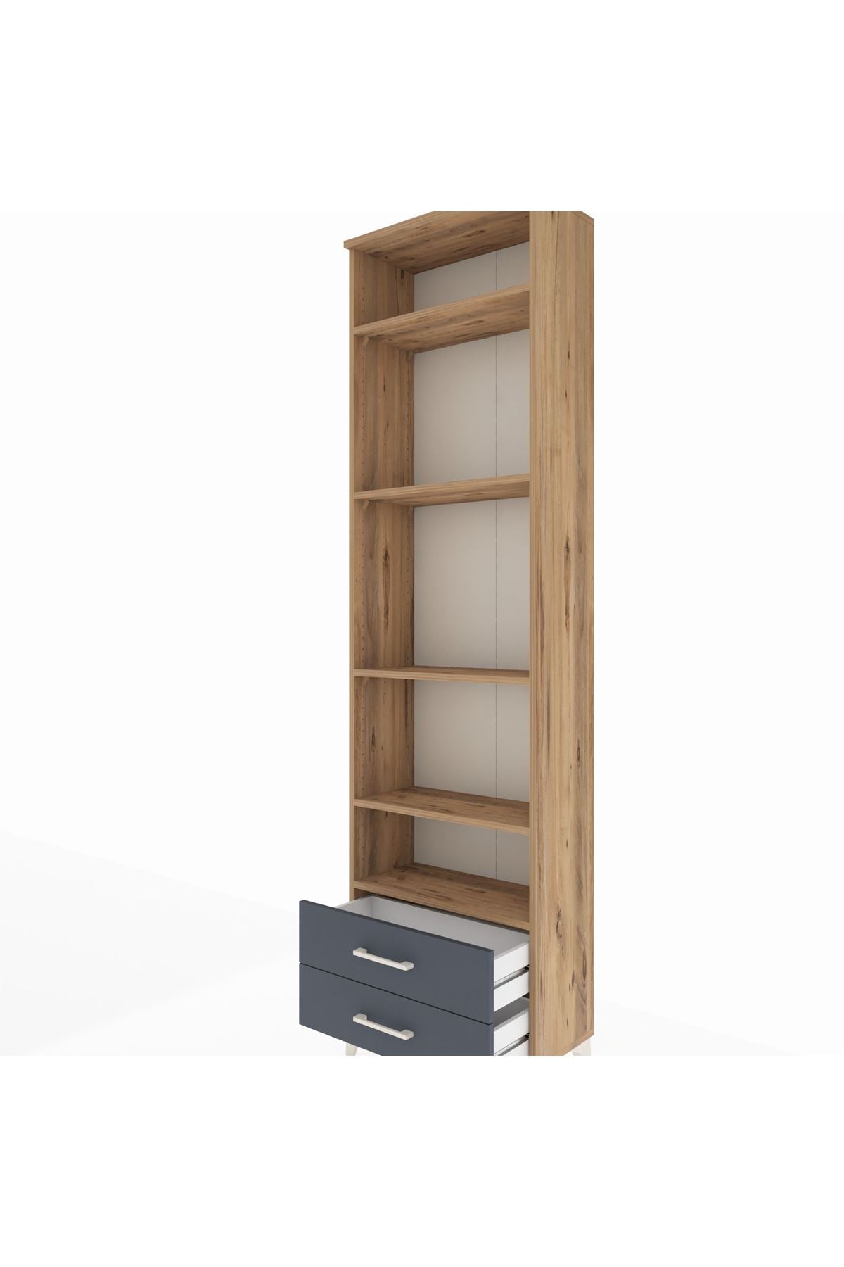 Arges Dolap 5 Raflı 2 Çekmeceli 60x30x221 Çam-Antrasit