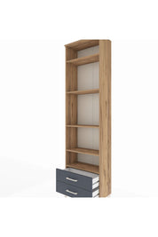 Arges Dolap 5 Raflı 2 Çekmeceli 60x30x221 Çam-Antrasit