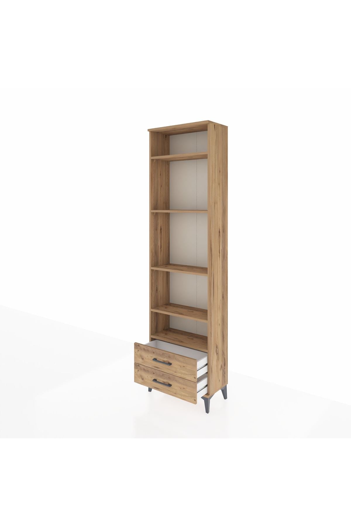 Arges Dolap 5 Raflı 2 Çekmeceli 60x30x221 Çam-Çam