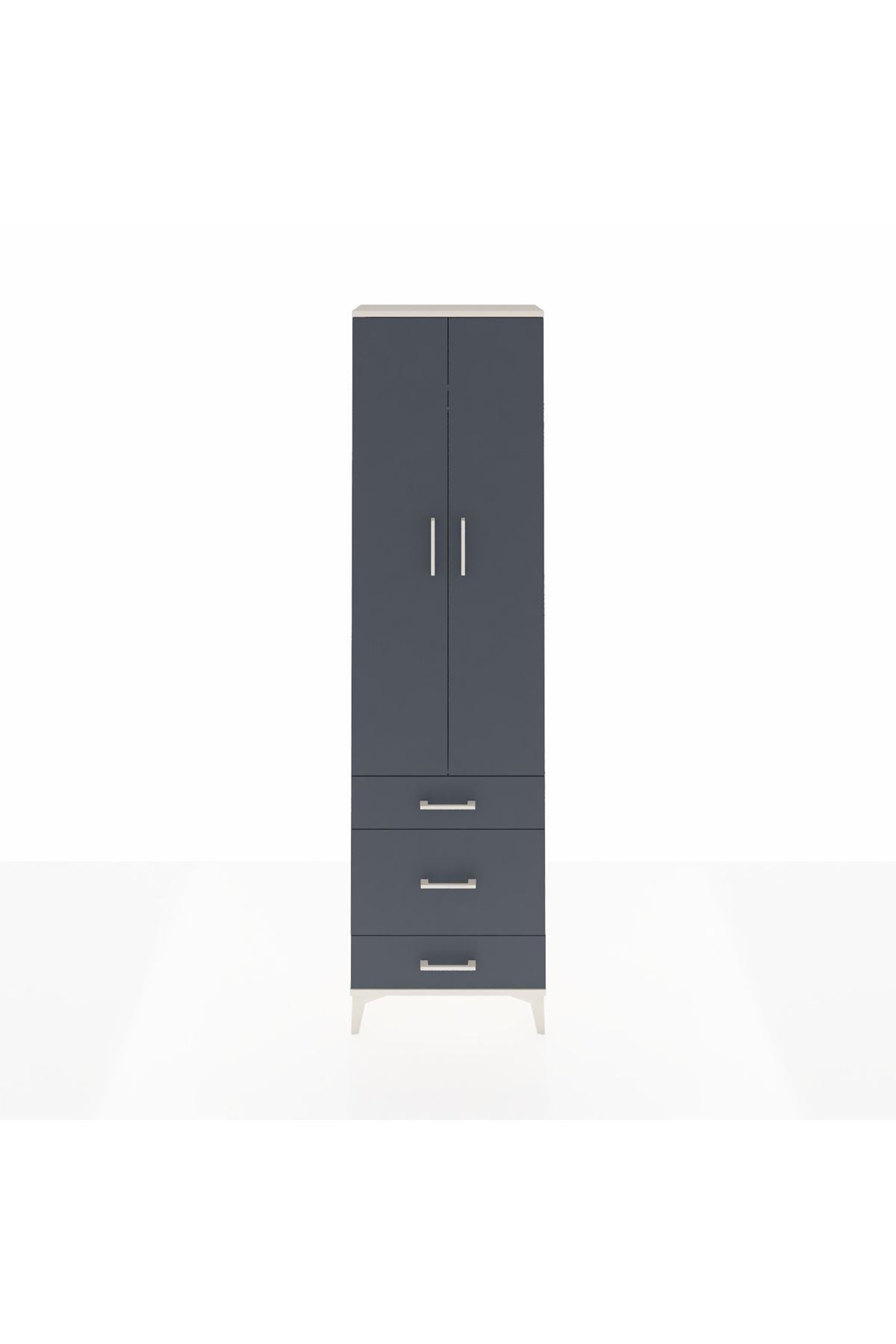 Arges Dolap 2 Raflı 3 Çekmeceli Tek Askılı 60x30x221 Aytaşı-Antrasit