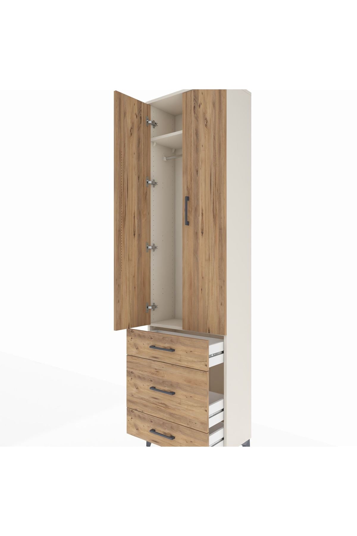 Arges Dolap 2 Raflı 3 Çekmeceli Tek Askılı 60x30x221 Aytaşı-Çam