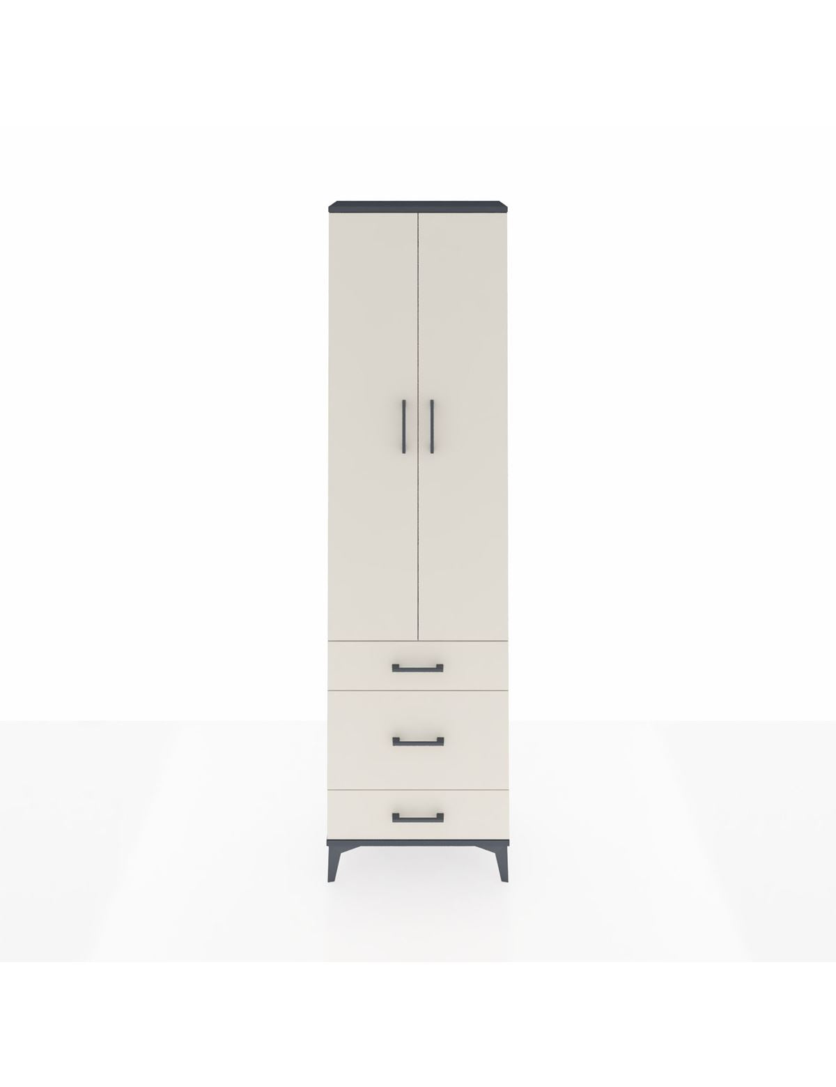 Arges Dolap 2 Raflı 3 Çekmeceli Tek Askılı 60x30x221 Antrasit-Aytaşı