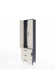 Arges Dolap 2 Raflı 3 Çekmeceli Tek Askılı 60x30x221 Antrasit-Aytaşı