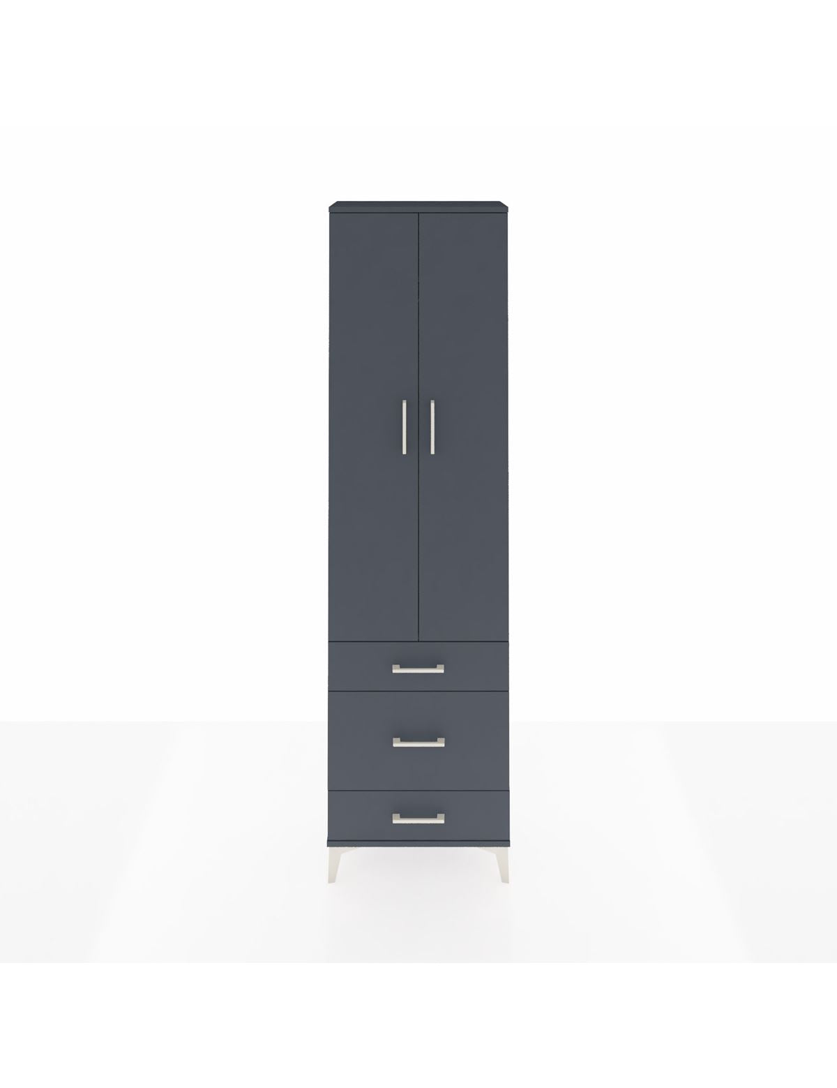 Arges Dolap 2 Raflı 3 Çekmeceli Tek Askılı 60x30x221 Antrasit-Antrasit