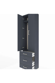 Arges Dolap 2 Raflı 3 Çekmeceli Tek Askılı 60x30x221 Antrasit-Antrasit