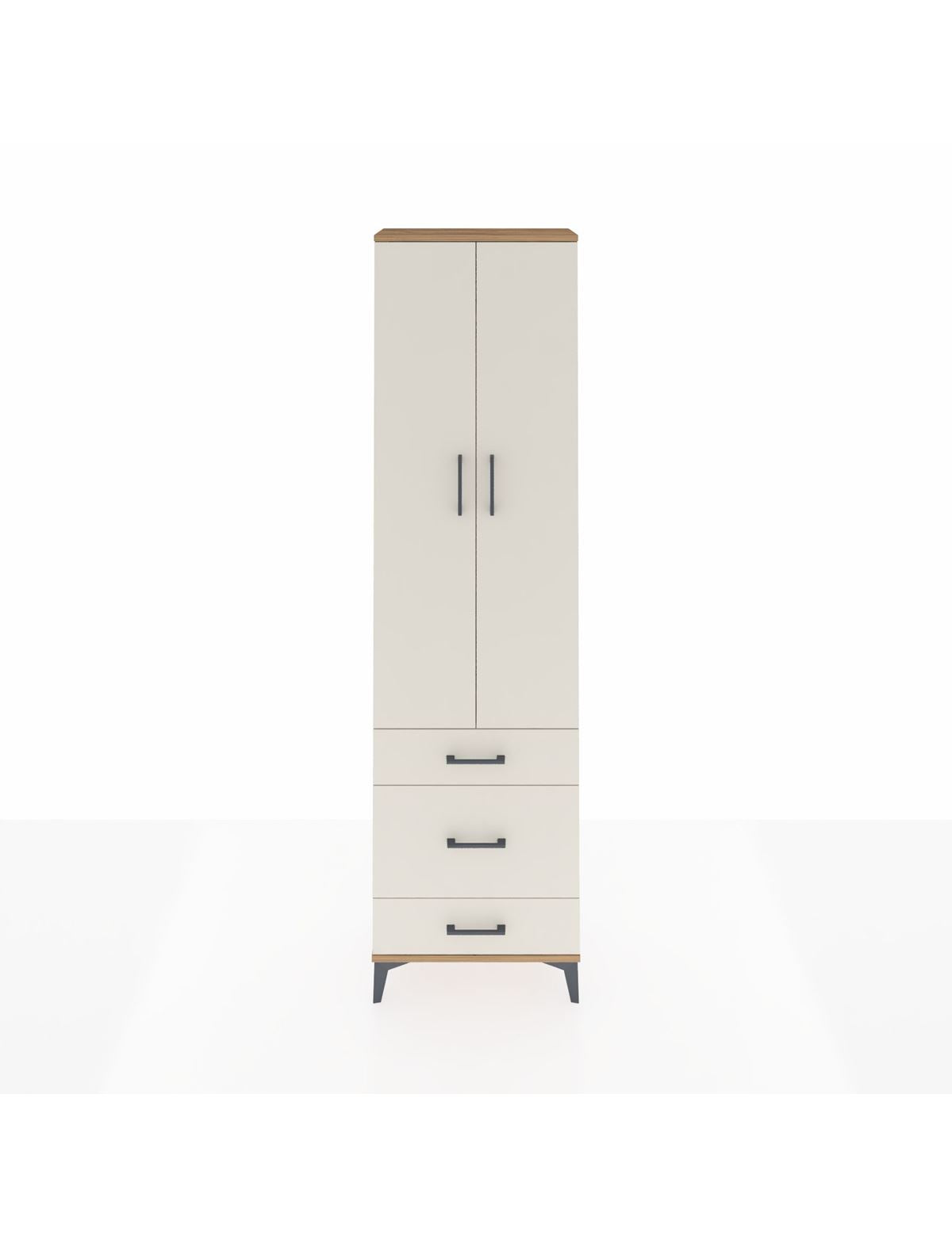 Arges Dolap 2 Raflı 3 Çekmeceli Tek Askılı 60x30x221 Çam-Aytaşı