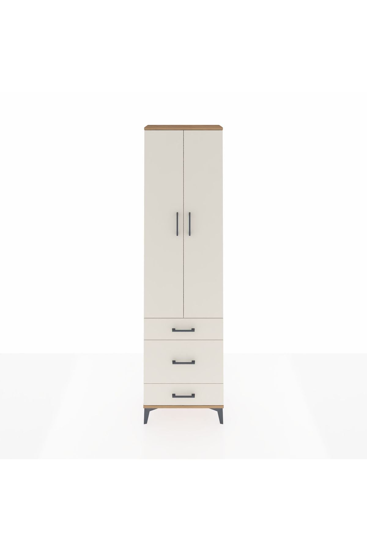 Arges Dolap 2 Raflı 3 Çekmeceli Tek Askılı 60x30x221 Çam-Aytaşı