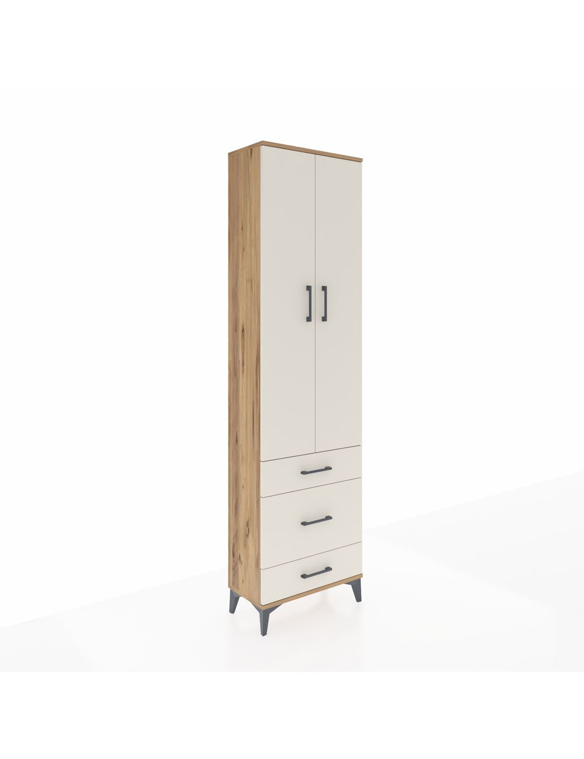 Arges Dolap 2 Raflı 3 Çekmeceli Tek Askılı 60x30x221 Çam-Aytaşı