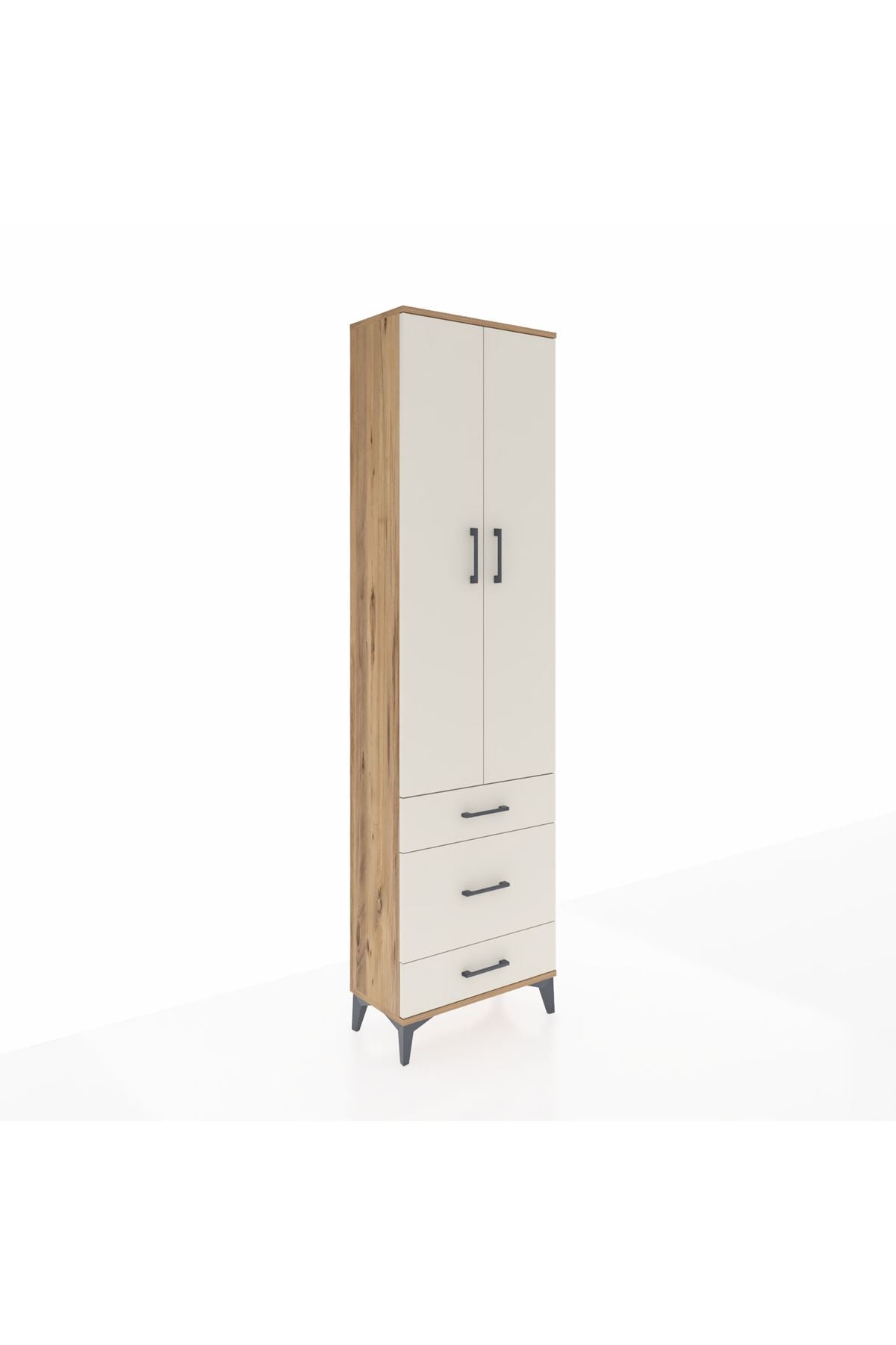 Arges Dolap 2 Raflı 3 Çekmeceli Tek Askılı 60x30x221 Çam-Aytaşı