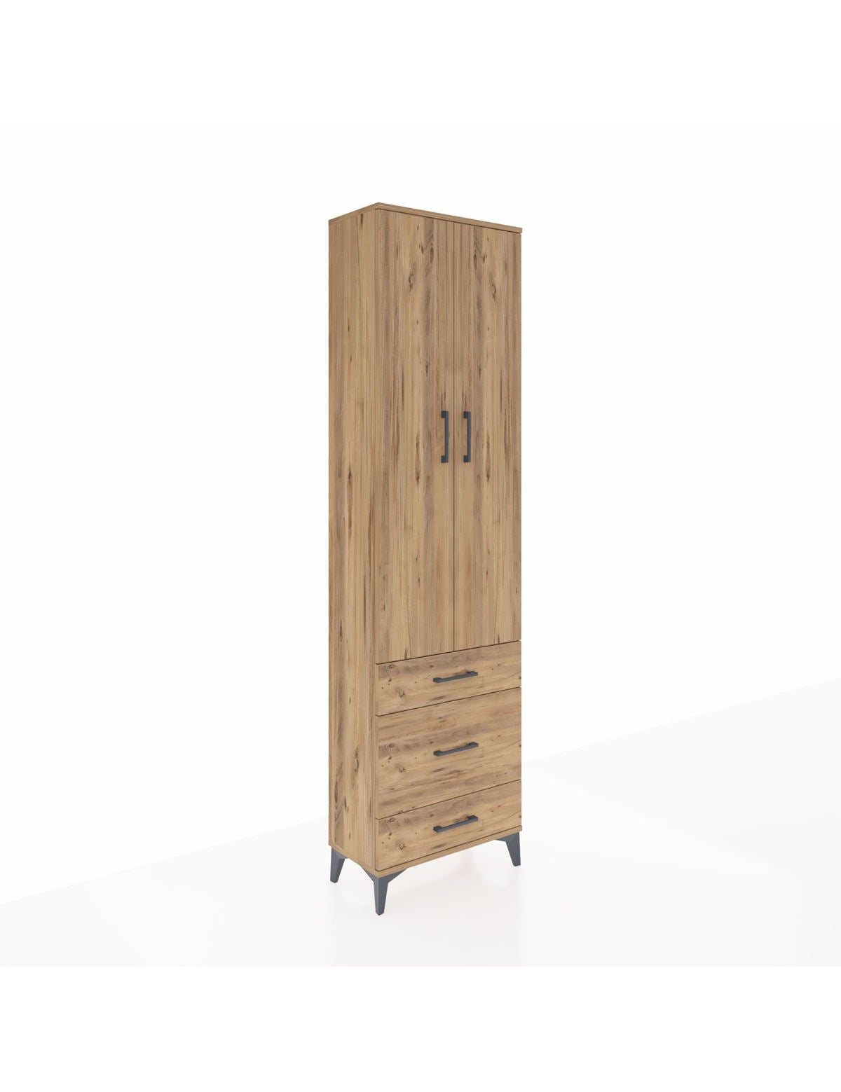 Arges Dolap 2 Raflı 3 Çekmeceli Tek Askılı 60x30x221 Çam-Çam