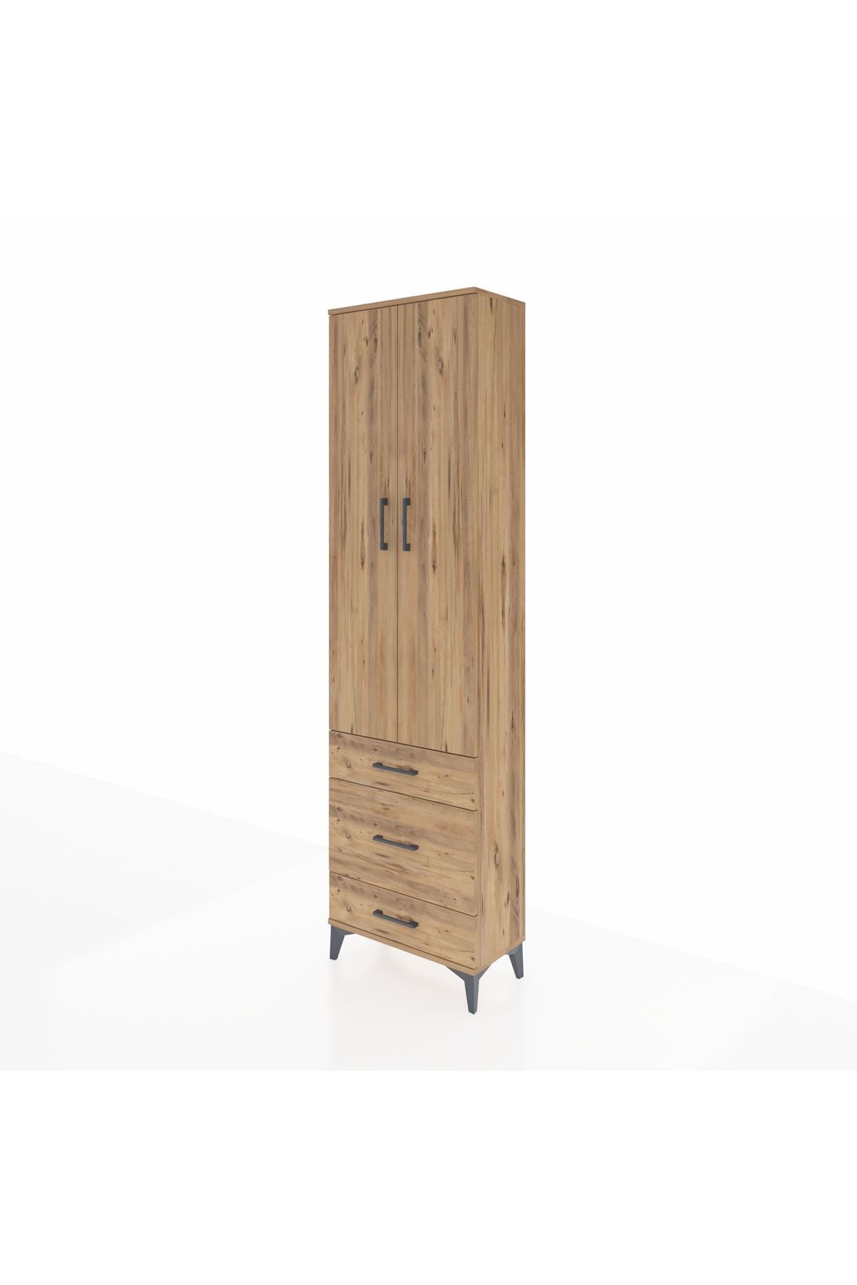 Arges Dolap 2 Raflı 3 Çekmeceli Tek Askılı 60x30x221 Çam-Çam