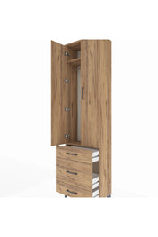 Arges Dolap 2 Raflı 3 Çekmeceli Tek Askılı 60x30x221 Çam-Çam