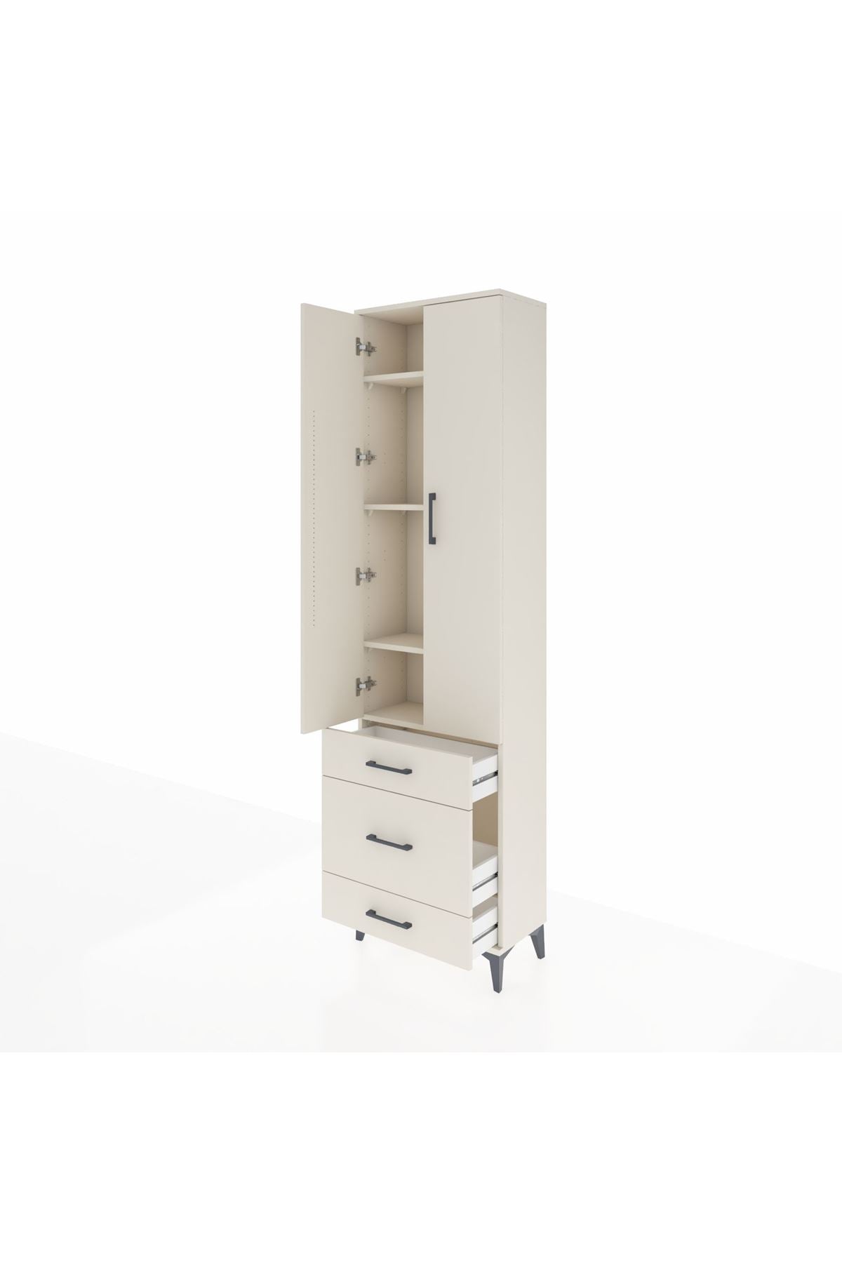 Arges Dolap 4 Raflı 3 Çekmeceli 2 Kapaklı 60x30x221 - S29M047V1A