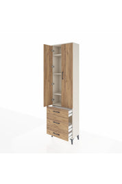 Arges Dolap 4 Raflı 3 Çekmeceli 2 Kapaklı 60x30x221 Aytaşı-Çam