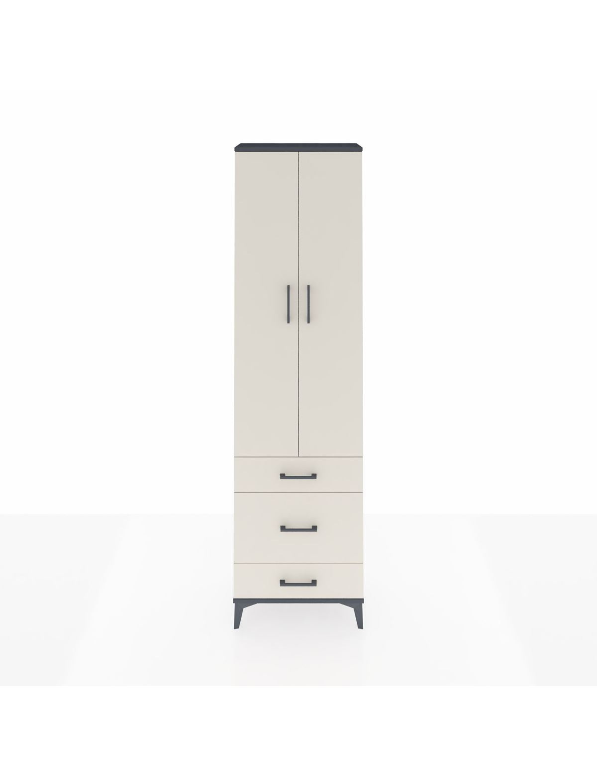 Arges Dolap 4 Raflı 3 Çekmeceli 2 Kapaklı 60x30x221 Antrasit-Aytaşı