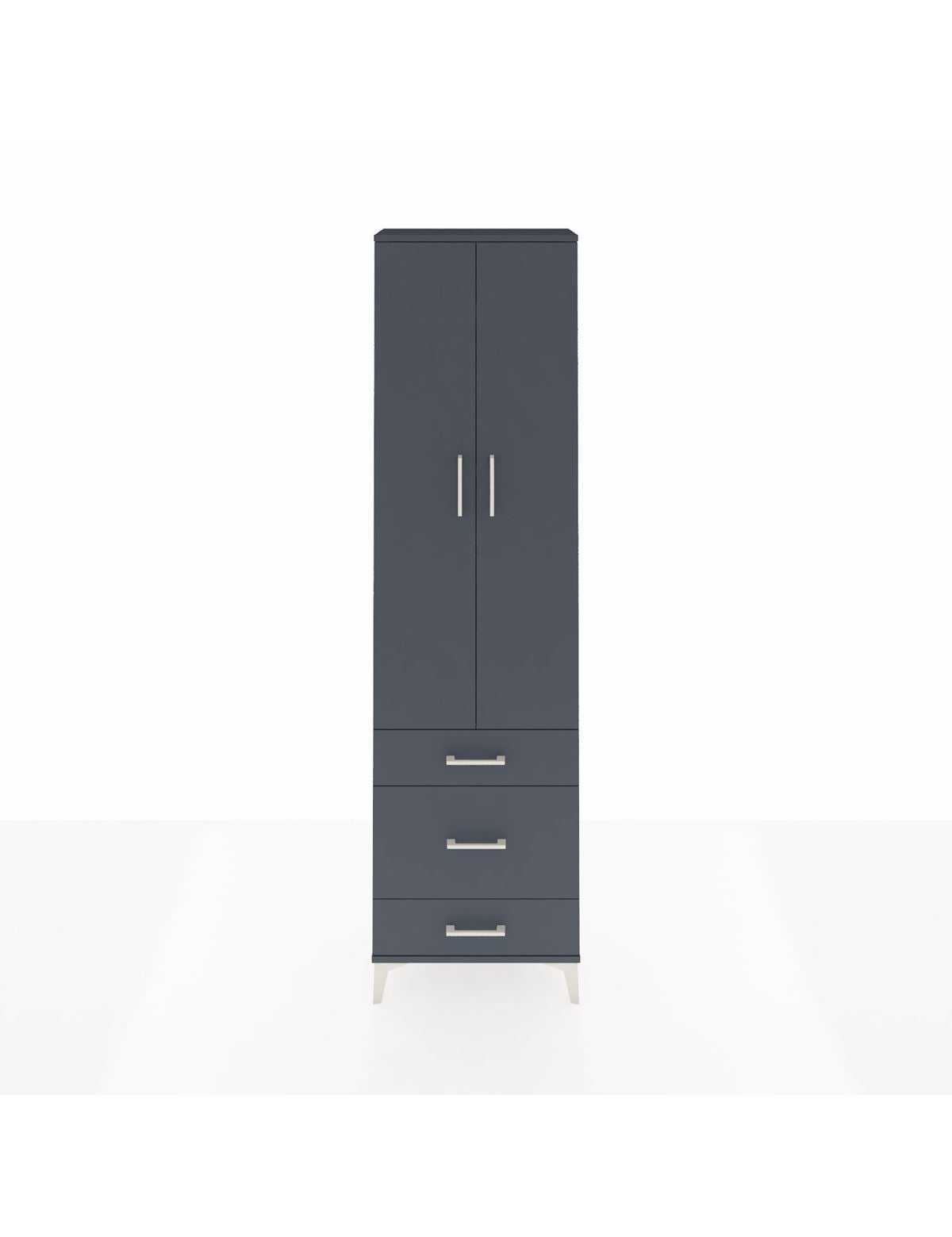 Arges Dolap 4 Raflı 3 Çekmeceli 2 Kapaklı 60x30x221 Antrasit-Antrasit