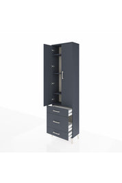 Arges Dolap 4 Raflı 3 Çekmeceli 2 Kapaklı 60x30x221 Antrasit-Antrasit