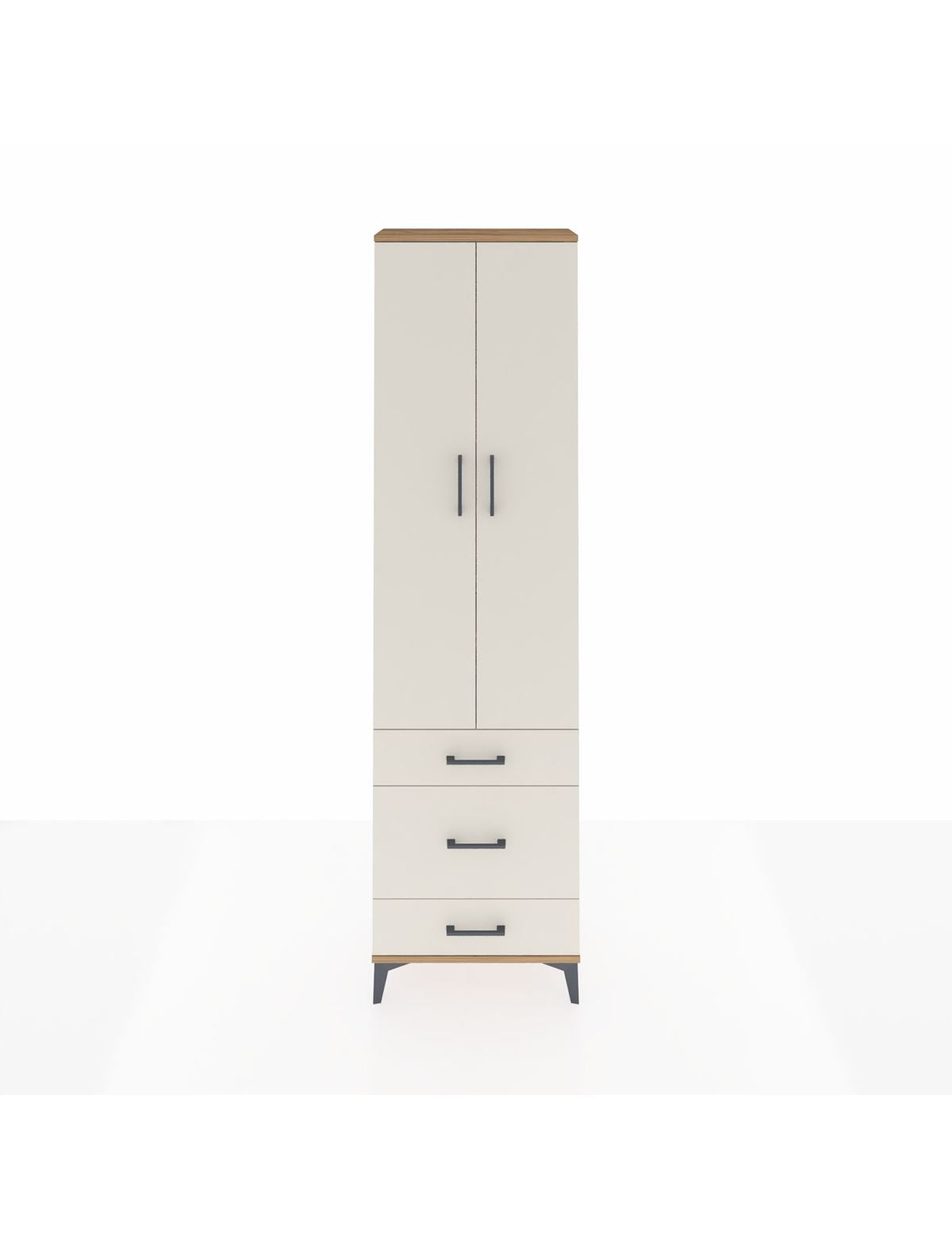 Arges Dolap 4 Raflı 3 Çekmeceli 2 Kapaklı 60x30x221 Çam-Aytaşı