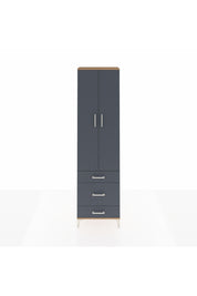 Arges Dolap 4 Raflı 3 Çekmeceli 2 Kapaklı 60x30x221 Çam-Antrasit