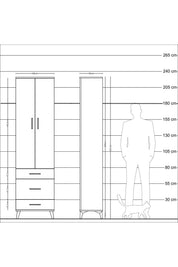 Arges Dolap 4 Raflı 3 Çekmeceli 2 Kapaklı 60x30x221 - S29M047V8A