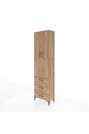 Arges Dolap 4 Raflı 3 Çekmeceli 2 Kapaklı 60x30x221 Çam-Çam