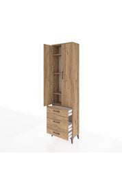 Arges Dolap 4 Raflı 3 Çekmeceli 2 Kapaklı 60x30x221 Çam-Çam