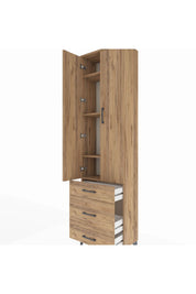 Arges Dolap 4 Raflı 3 Çekmeceli 2 Kapaklı 60x30x221 Çam-Çam