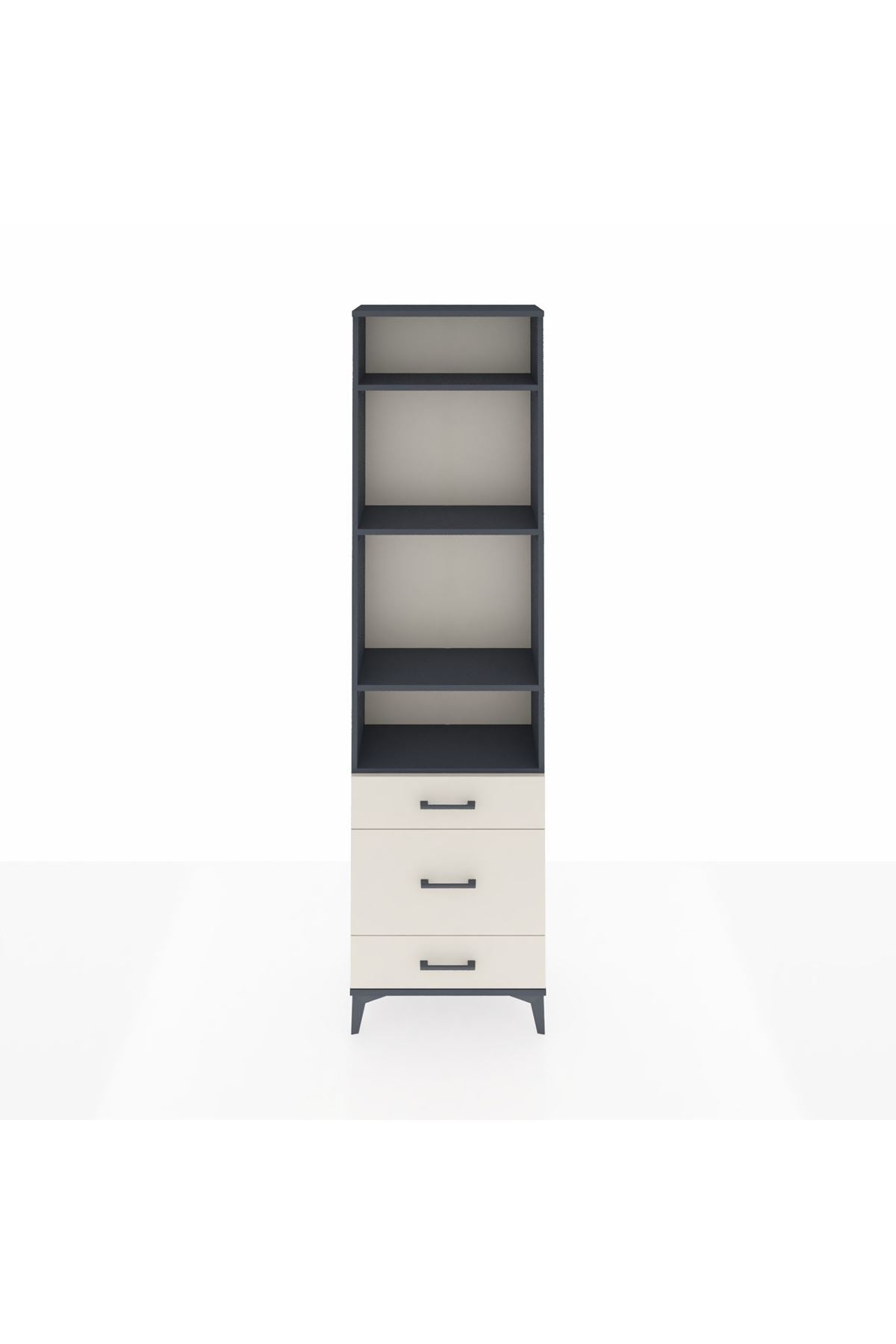 Arges Dolap 4 Raflı 3 Çekmeceli 60x30x221 Antrasit-Aytaşı